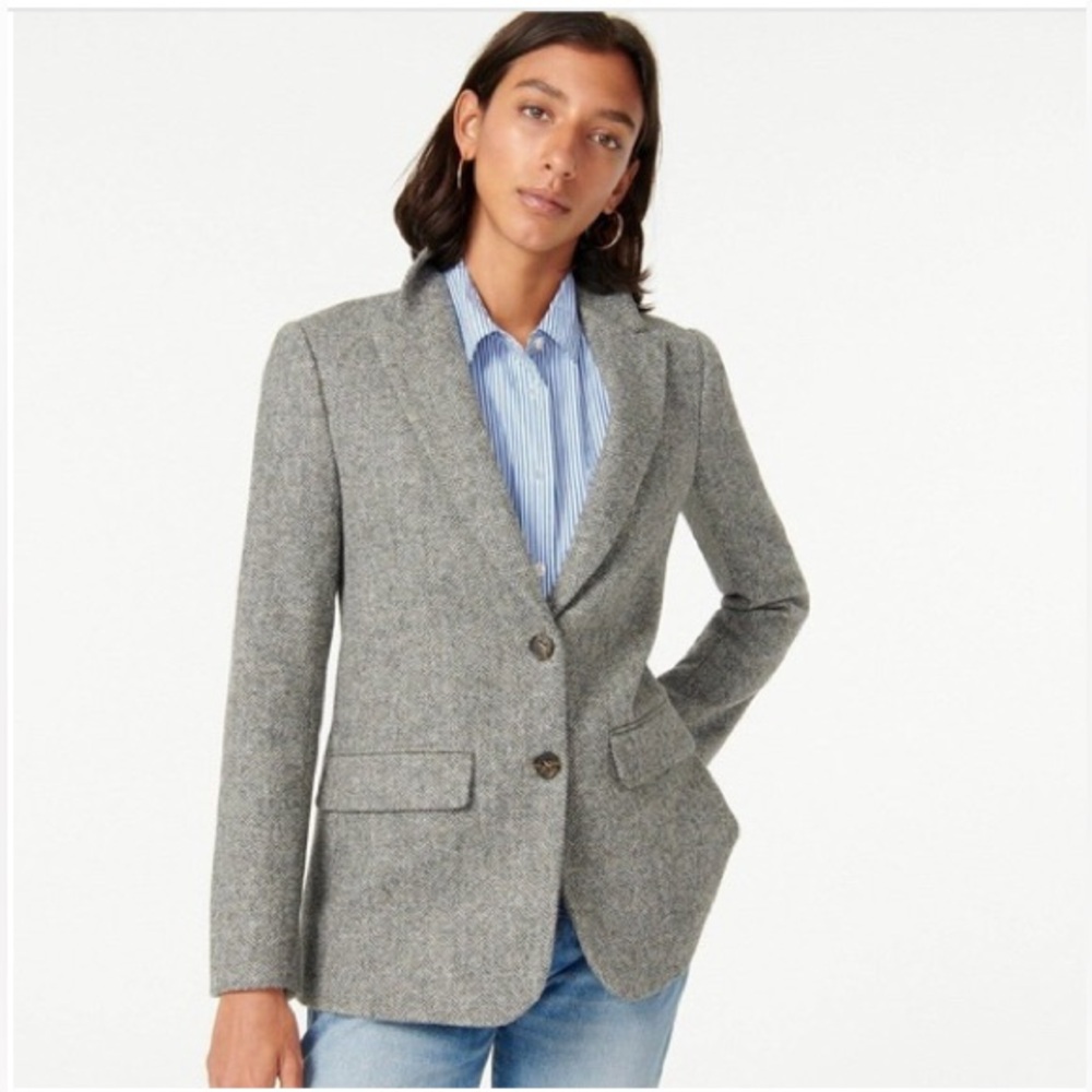 J. Crew Sommerset Herringbone Graphite English Wool‎ Blazer Jacket Size 20 NWT